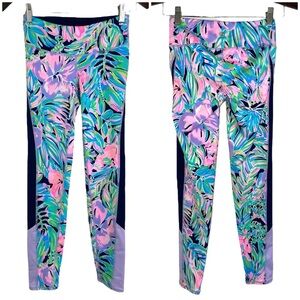 Lilly Pulitzer Weekender leggings tropical colorful Capri luxletic pink green XS